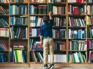 Boy in library