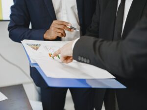 Three busines partners men in the office