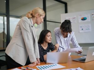 Young businesswoman working at at office
